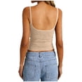 thumbnail image 2 of Pounoo Womens Tops V Neck Spaghetti Strap Slim Fit Stretchy Cami Tops Casual Layering Tank Tops Daily Street Style Wear Gift, 2 of 7