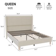 Wingback Bedframe, Corduroy Upholstered Bed Frame, No Box Spring Needed, Solid Wooden Slats, Noise Free
