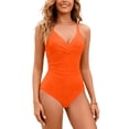 thumbnail image 2 of Trajes de baño para mujer, traje de baño de bikini de tirantes sin espalda de color liso para mujer, conjunto de bikini con bloques de color y hombros descubiertos, trajes de baño para mujer, trajes d, 2 of 5