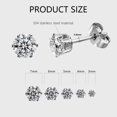 thumbnail image 2 of Women's 14K Gold Plated CZ Stud Earrings Simulated Diamond Round Cubic Zirconia Ear Stud Set（5 Pairs) - style1;, 2 of 5