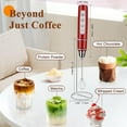 thumbnail image 2 of Milk Frother Handheld Rechargeable with Stand, Frother Wand Drink Mixer Electric Whisk for Coffee, Detachable With 3 Stainless Whisks, Hand Mixer for Lattes, Cappuccino, Matcha, Egg, Red, 2 of 13