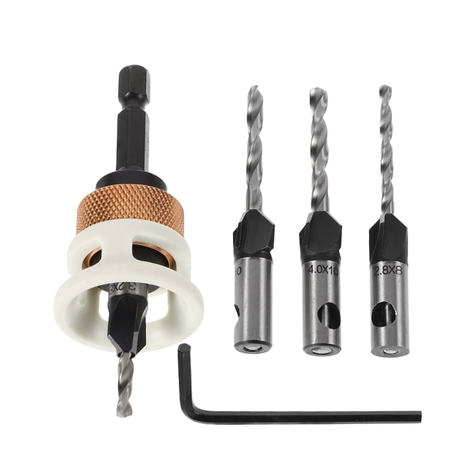 GOOHOCHY Juego de 6 brocas avellanadoras de profundidad ajustable para carpintería, perforación precisa e instalación de tornillos ocultos.