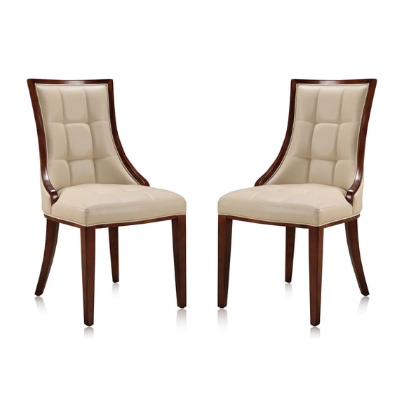 Manhattan Comfort Fifth 18.5" Faux Leather Dining Chair in Cream (Set of 2)