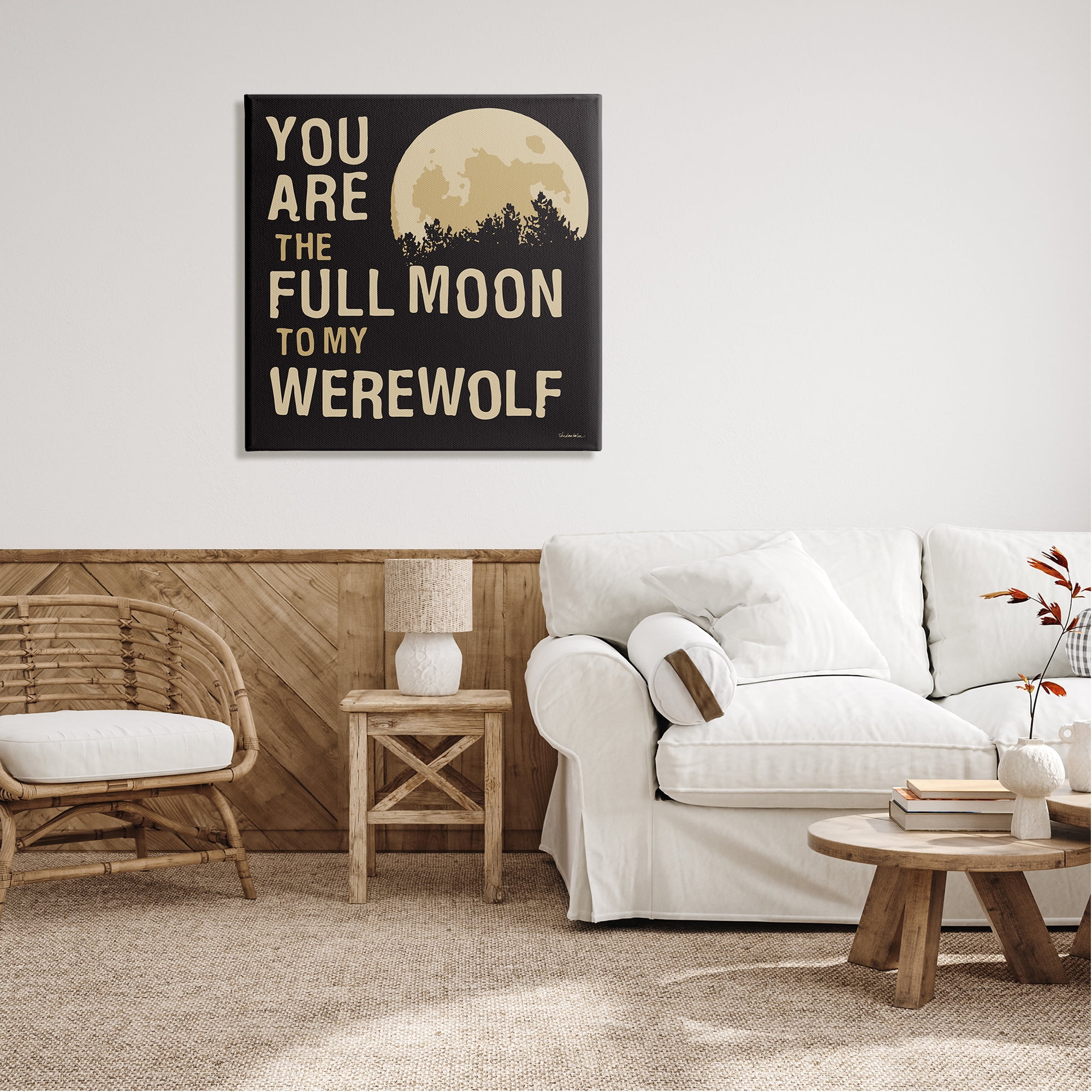 Stupell Industries Full Moon Werewolf Phrase Holiday Painting Gallery Wrapped Canvas Print Wall Art, 30 x 30