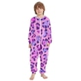 thumbnail image 2 of Purple Leopard Print Pattern One Piece Pajamas Soft Jumpsuit Cozy Sleep and Play Romper Zipper and Pockets 4T, 2 of 8