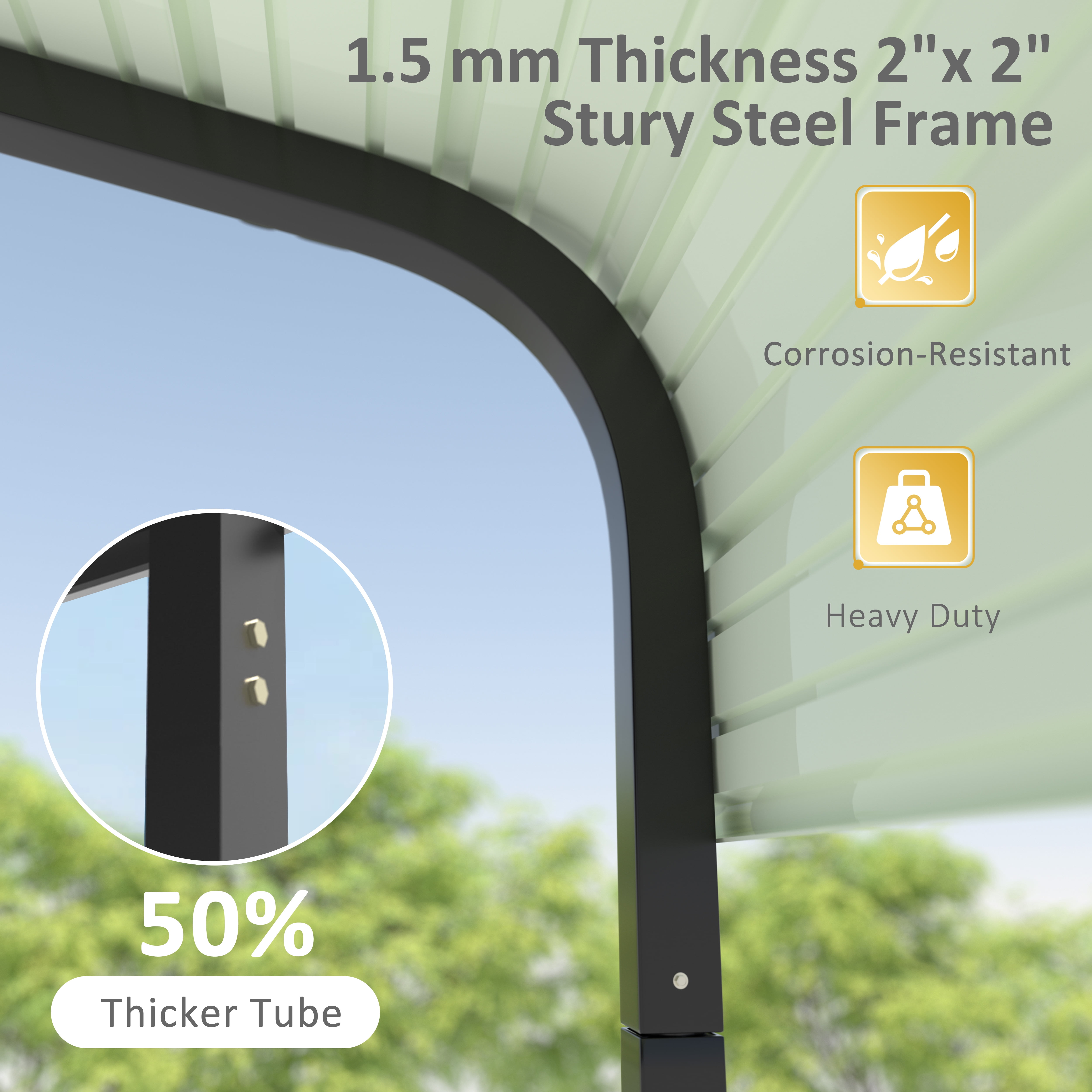 VEIKOUS 20' x 12' Outdoor Heavy-Duty Metal Carport - Weatherproof Roofing, Rust-Resistant Frame, Easy Installation