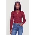 thumbnail image 2 of Women's Poplin Ruched Side Button Front Shirt, 2 of 4