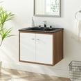 thumbnail image 4 of Pemberly Row Modern Wood Wall-Mount Bathroom Vanity in White/Walnut, 4 of 8