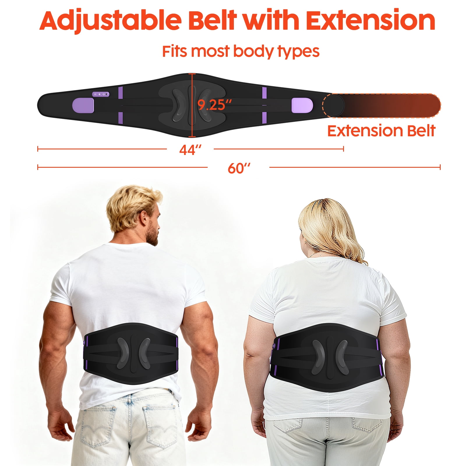 Cordless Heating Pad for Back, 10000mAh Rechargeable Lower Back Heat Pad with Vibration and Airbag Lumbar Support