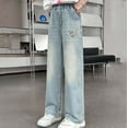 thumbnail image 6 of Girls'Fashion Jeans Elastic Waist Wide Leg Jeans Teen Clothing Summer Clothes for Teen Girls, 6 of 9