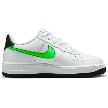 Nike Air Force 1 Big Kids' Shoes Color: White/Black/Green Strike Size: 5.5Y