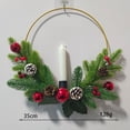 thumbnail image 3 of Corona de puerta de entrada de Navidad de 15 pulgadas con temporizador remoto de luz de vela LED sin llama | Bola de Navidad de piña de frutos rojos | Funciona con pilas | Decoración navideña de, 3 of 4