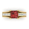 thumbnail image 2 of 2.28 ct Brilliant Princess Cut Natural Garnet 14k Yellow Gold Solitaire with Accents Engagement Bridal Wedding Ring Band Set size 7.5, 2 of 7
