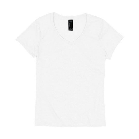 Hanes B34300015 Perfect-T Women Triblend V-Neck T-Shirt, Eco White - Large