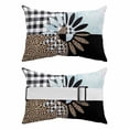 thumbnail image 2 of Outdoor Lumbar Pillows with Strap & Insert Ombre Blue Daisy Recliner Head Pillow Pack of 2 Leopard Print Plaid Waterproof Headrest Patio Lounge Chair Pillows for Beach Office 12x20 Inch, 2 of 9