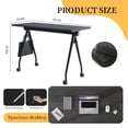 thumbnail image 6 of 55.1in Folding Conference Room Tables on Wheels, 4 Pack Large Mobile Meeting Seminar Table Rectangular Flip Top Training Conference Table for Home Office, Classroom, Business (Black）, 6 of 7