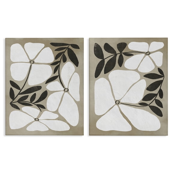 Stupell Industries Neutral Bohemian Flowers Floral Painting Wrapped Canvas Canvas Art Print Wall Art, 16 x 20, Set of 2