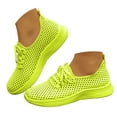 thumbnail image 3 of Sneakers for Women Lightweight Mesh Lace up Outdoor Running Shoes Casual Slip on Soft Sole Walking Shoes Breathable Athletic Shoes Yellow Size 9, 3 of 9