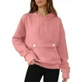 thumbnail image 6 of Busydd Hoodies for Women Casual Solid Color Long Sleeve Tops for Women Fashion Drawstring Fleece Pullover Tops Comfortable Womens Hoodie with Pockets, 6 of 8