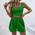thumbnail image 2 of QATAINLAV 2 Piece Sets for Women Casual Ribbed Knit Lounge Set Summer Sleeveless Crop Tops Matching Shorts Going Out Outfits Green XXXL Ofertas en Walmart, 2 of 9