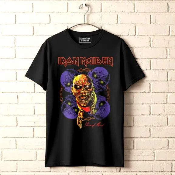 Iron Maiden Piece of Mind Unchained Men's T Shirt (Black, AdultS)