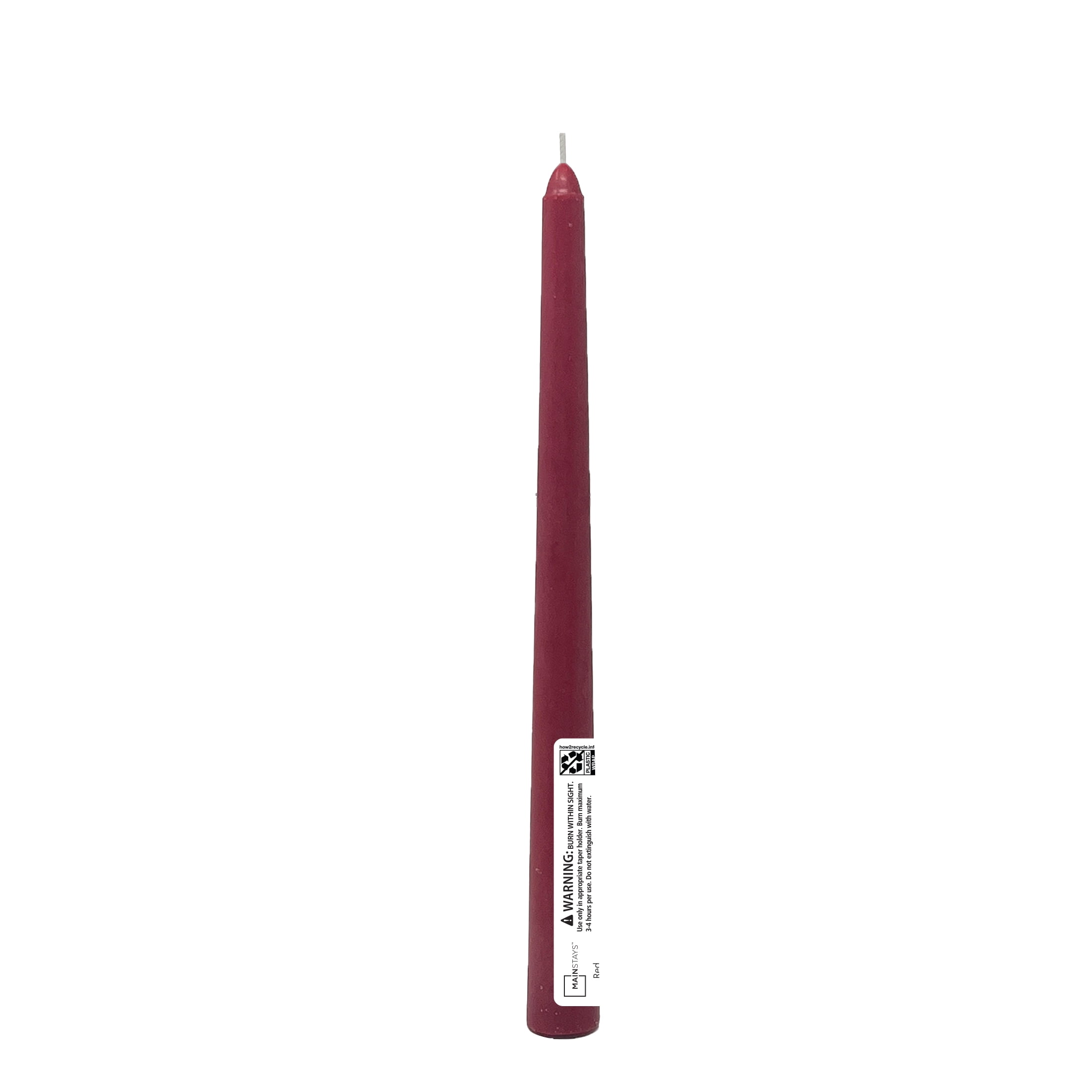 Mainstays Paraffin Wax 10" Taper Candle, Unscented, Red
