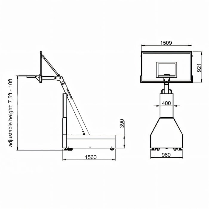 FORZA MicroArena Collegiate Basketball Goal System | Adjustable Height with Tempered Glass Backboard - Features 18in Flex Rim & 360° Wheels | FIBA/NCAA Regulation