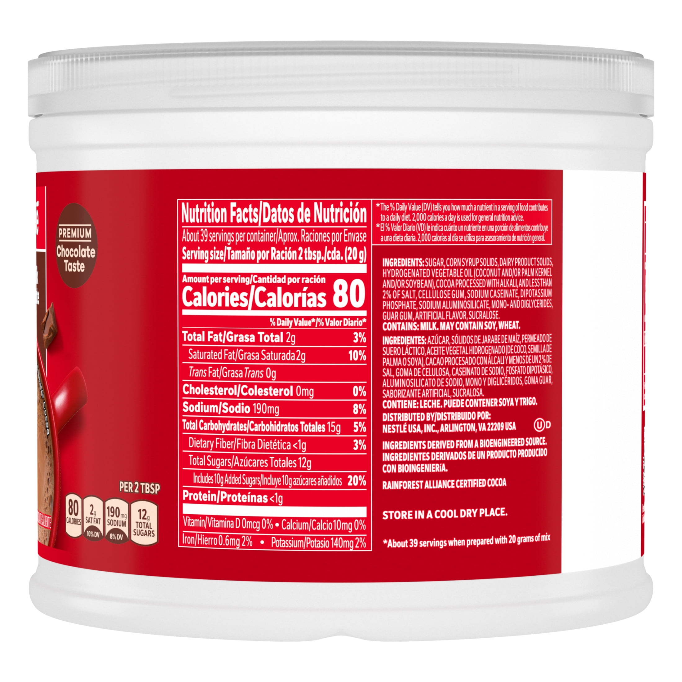 Nestle Hot Cocoa Rich Milk Chocolate Flavored Mix Powder, 27.7 oz, Can