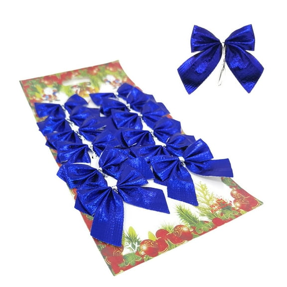 EZPXFCI 12 Pcs Christmas Bows Ornaments – 2.3 Inch Festive Bowknot for Hanukkah, Xmas Tree Topper, Wreath Garland & Gift Wrapping DIY Holiday Decor(Blue)