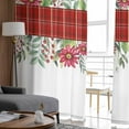 thumbnail image 6 of Christmas Winter Sheer Curtains 72 Inches Long, Green Leaves Red Buffalo Plaid Pastoral Light Filtering Window Curtains for Living Room, Rod Pocket Voile Sheer Curtain Drapes, 52"Wx72"L, 2 Panels, 6 of 9