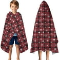 thumbnail image 3 of Red Christmas Plaid and Snowflake Pattern Hooded Bath Towel，50"x30" for Ages 3 To 12 Kids, Quick Dry Lightweight Soft Microfiber Hood Beach Towel Cover Up for Kids, 3 of 7