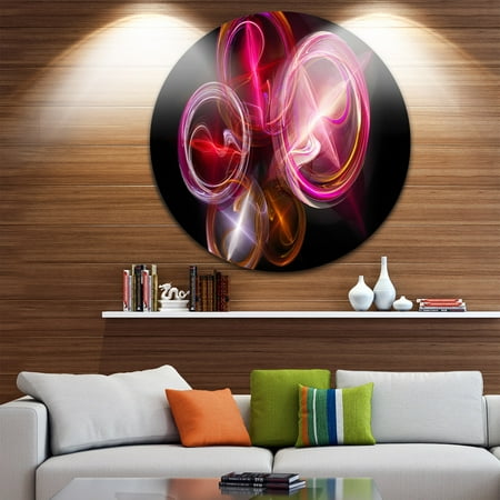 Metal Look Wallpaper DESIGN ART Designart 'Red Fractal Desktop Wallpaper' Abstract Digital Art Large Disc Metal Wall art ()