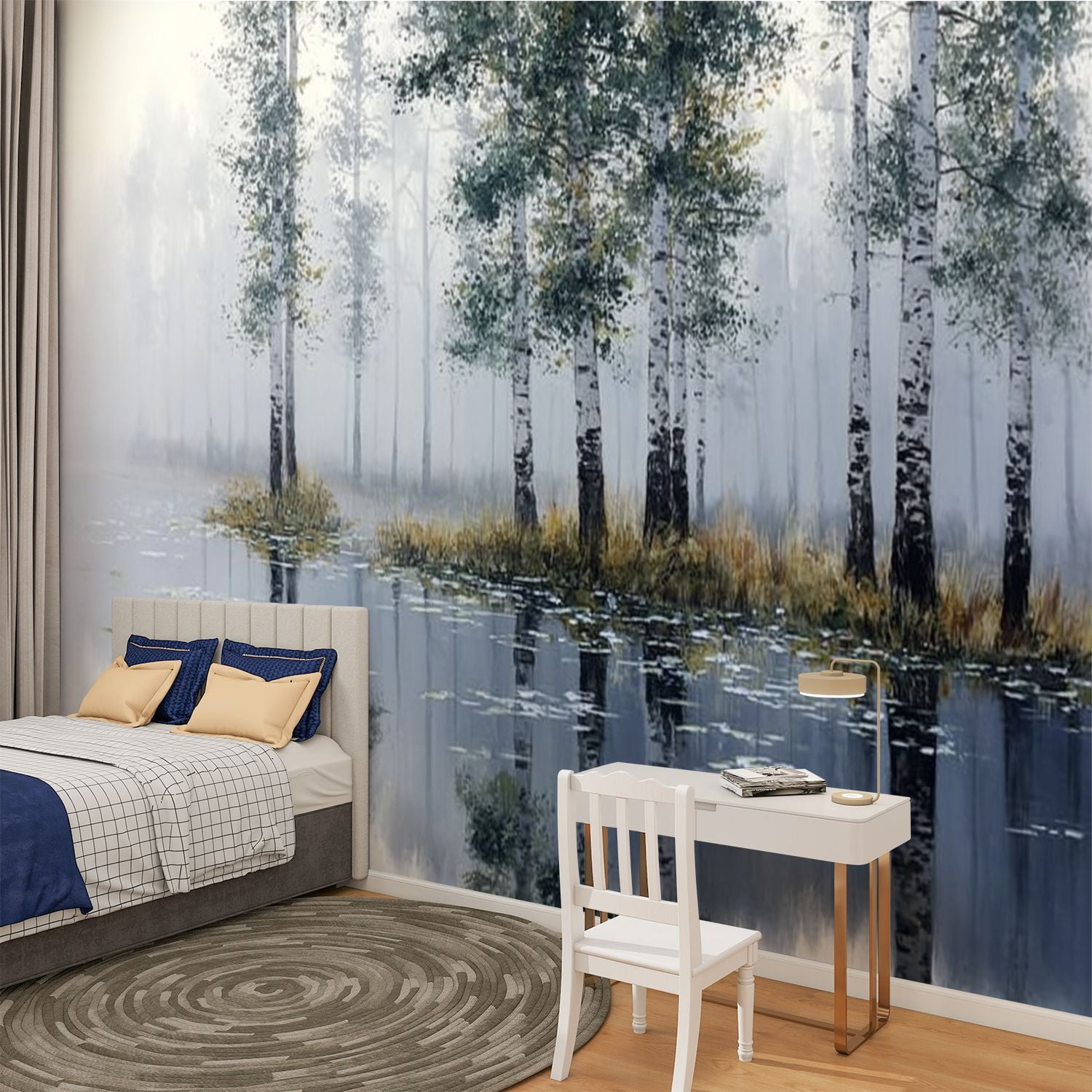 Peel and Stick Wallpaper Birch Trees Abstract Forest Branches Landscape Colorful Nature Modern Modern Art Wall Mural Decor Self Adhesive and Removable 100in x 144in