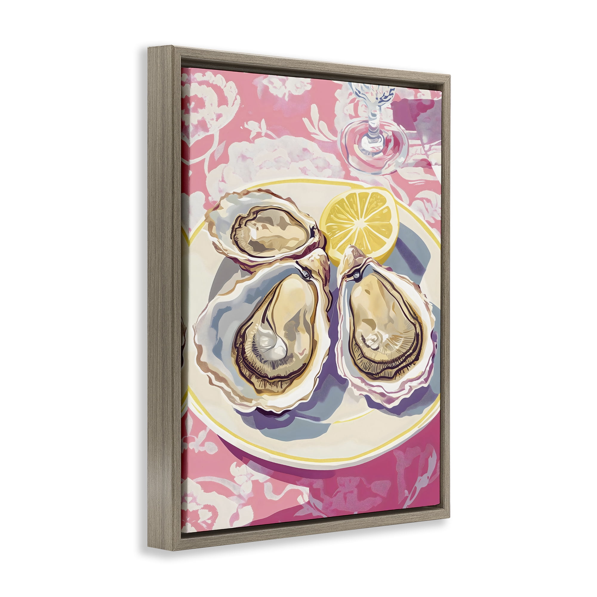 Stupell Industries Plated Oysters & Lemons Brown Framed Floater Canvas Wall Art, design by The Prints Vibe