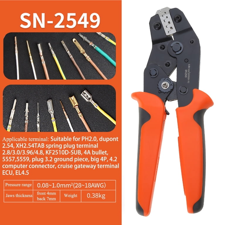 Giaone SN-2549 Ratchet Crimpier 0.08-1mm² 18-28AWG for PH2.0/XH2