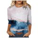 thumbnail image 2 of Pntutb - Camiseta holgada con estampado de moda para mujer, blusa de manga 3/4 de longitud media, cuello redondo, tops casuales Pntutb Pntutb-3481, 2 of 5