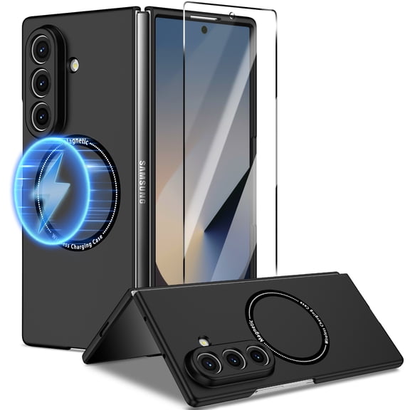 Dteck Magnetic for Samsung Galaxy Z Fold8 Ultra Case with Screen Protector, Compatible with MagSafe, Ultra Thin Hard PC Shockproof Slim Cover,Black