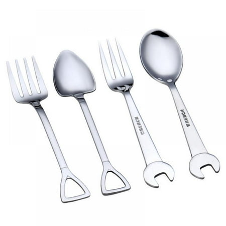 

Wisremt Creative Alloy Spoon and Fork Tableware Tool Shove 1Pack/4.4 * 1.06inch