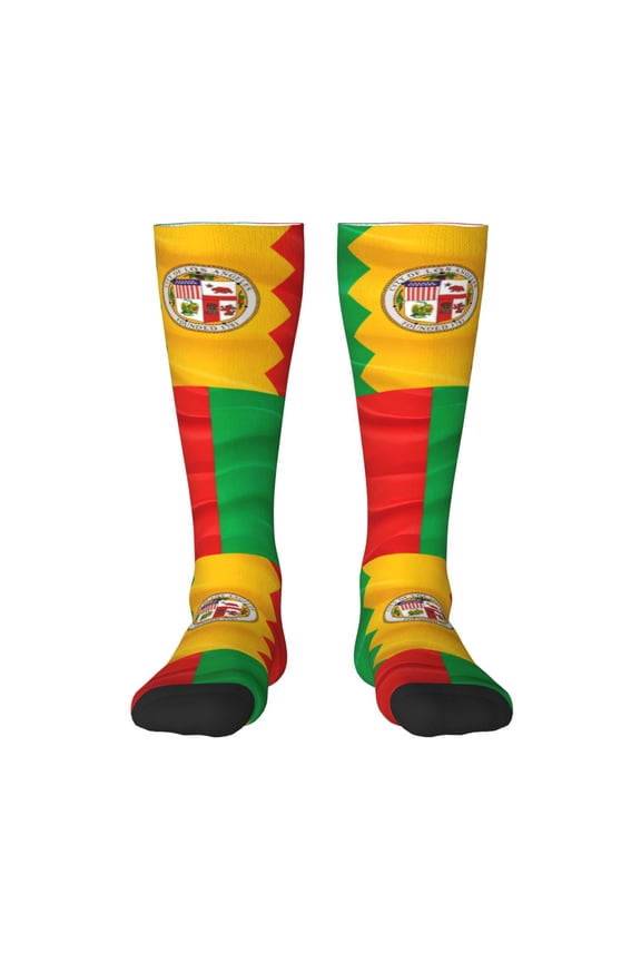 Knee High Socks for Women Los Angeles California Flag Long Tube Sock Uniform Socks