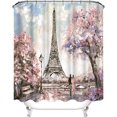 thumbnail image 3 of 72 x 72 Inch Waterproof Paris Eiffel Tower Bathroom Shower Curtain Romantic Lover Pink Flower Polyester Fabric Bathroom Curtain Ideas, 3 of 5