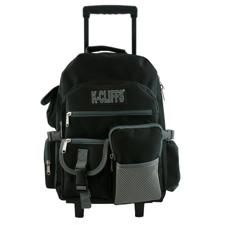 Rolling Backpack Heavy Duty School Backpack with Wheels Deluxe Rolling Book Bag Daypack multiple Pockets (Best Rolling Backpack For Nursing School)