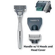 Harry's Chrome Edition Razor with 6 Total Cartridge Razor Heads