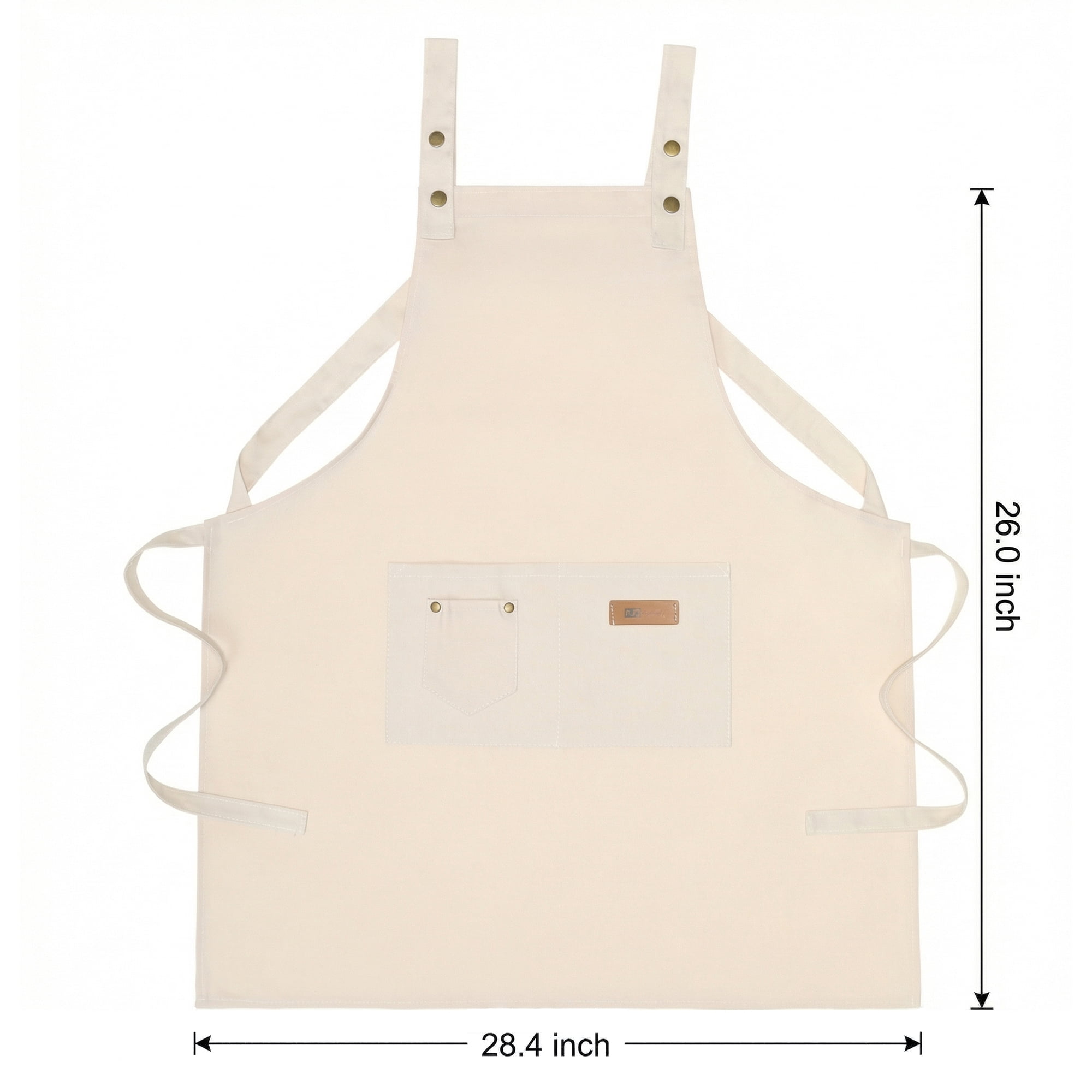 Unique Bargains Durable Cotton Kitchen Apron with Pockets for Cooking 28.4x26in Beige