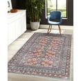 thumbnail image 4 of Folk Art Decorative Rug, Bohemian Themed Peachy Ethnic Flowers and Traditional Botanical Details, Quality Carpet for Bedroom Dorm and Living Room, 6 Sizes, Plum and Blue Grey, by Ambesonne, 4 of 4