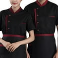 thumbnail image 3 of Chef Short Sleeve Breathable Breasted Cooking Clothes Catering Uniform Catering Uniform for Summer Bakery Unisex Workwear Restaurant Kitchen Black 4XL, 3 of 8