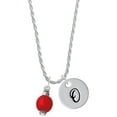 thumbnail image 1 of Delight Jewelry Silvertone Red Chinese Lantern with Clear Crystal Silvertone Script Initial Disc - O - Charm Necklace, 20"+3", 1 of 4