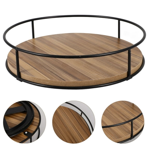 FRCOLOR Wooden Base Rotating Turntable Organizer for Cabinet Pantry Dining Table