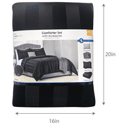 Mainstays Rich Black Damask Stripe 5-Piece Comforter Set, King