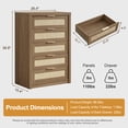 thumbnail image 2 of OAKHAM Commode 5 Tiroirs, Grand Commode en Rotin pour Chambre à Coucher Salon, Ensemble de 2, Noyer Spécial, 2 of 6
