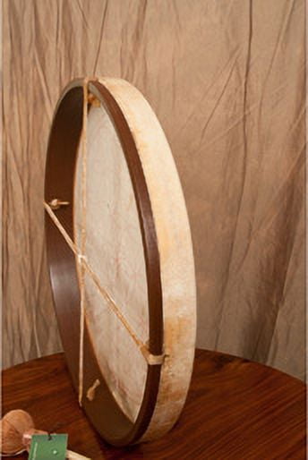 DOBANI Pretuned Goatskin Head Wood Frame Drum with Beater 18-by-2-Inch Circle of Life